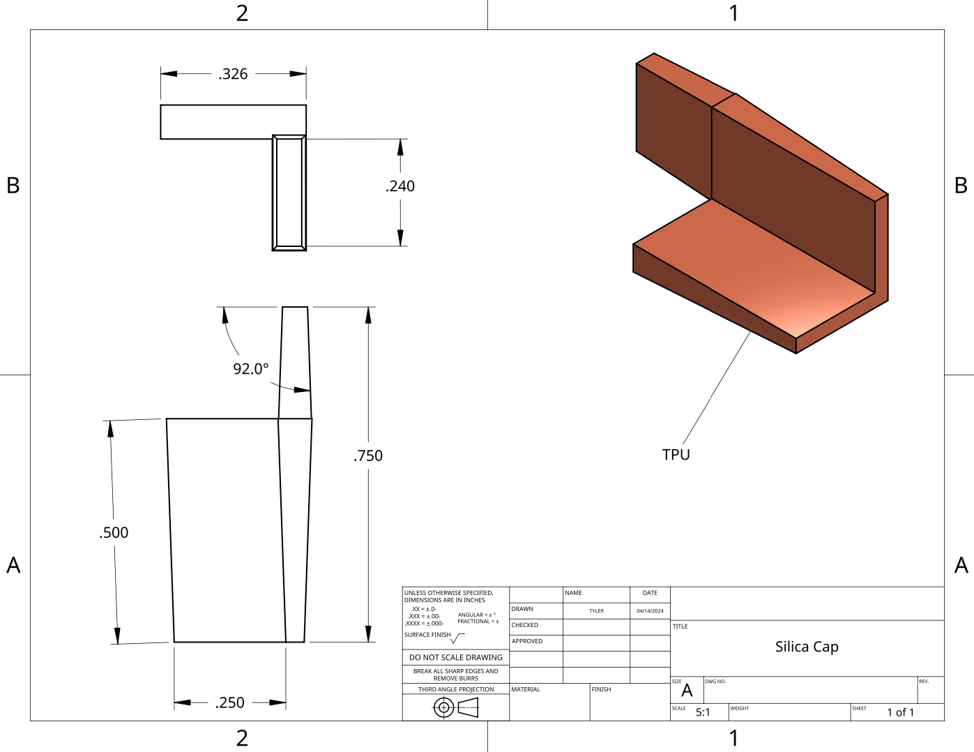 A Wedge that is Printed Seperately to Hold Desiccant in Place